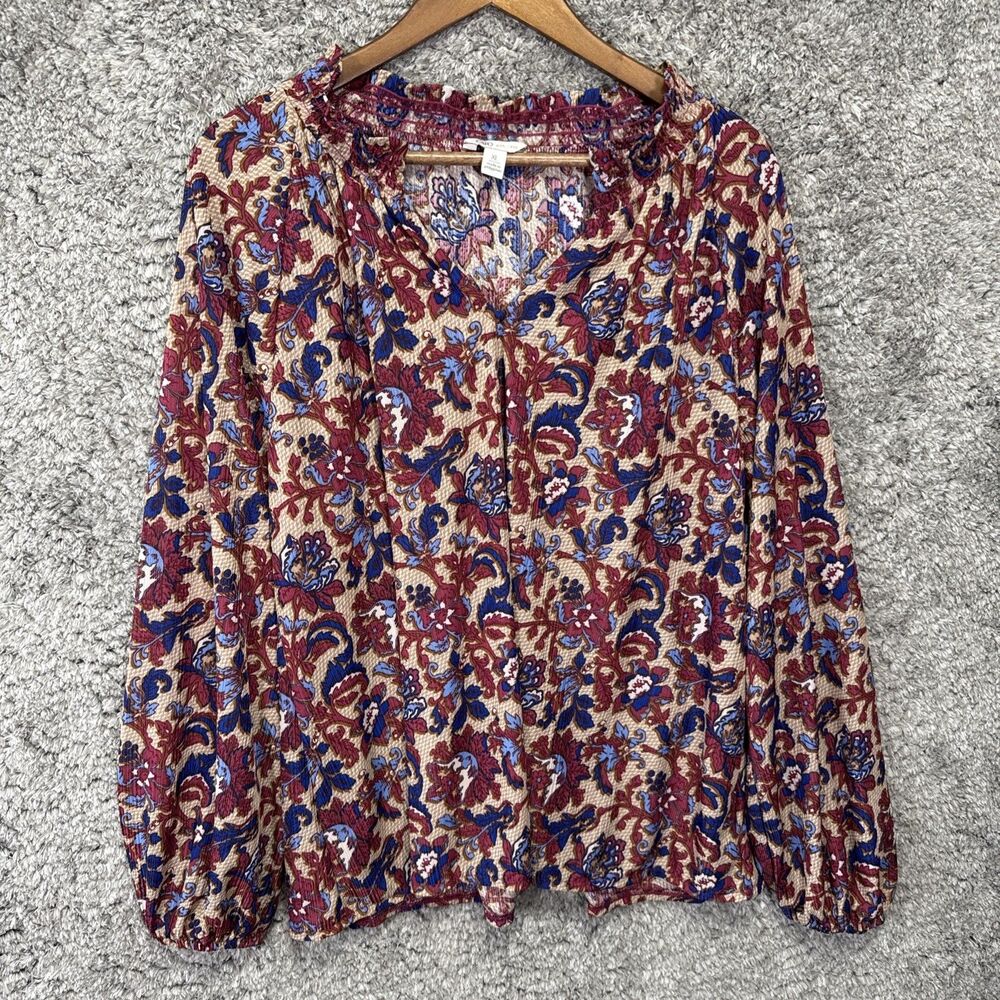 Cato Women’s Peasant Blouse Top Paisley Floral XL Lightweight Bohemian